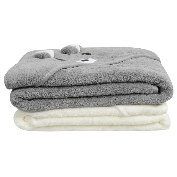 White_Grey_Cotton_Hooded_Baby_Towel_Swaddle_For_Newborns_Pack_Of_2