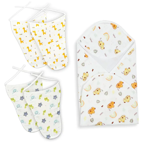 White_Muslin_Cotton_Hoody_Towel_And_Nappy_Combo_Set_For_Baby