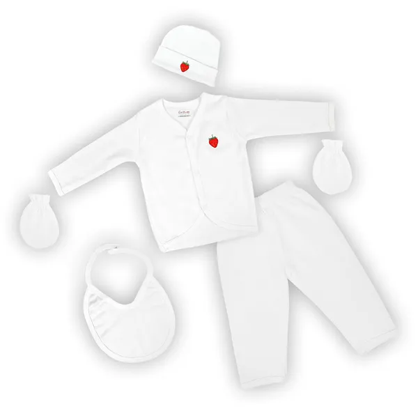White_Interlock_Cotton_5-Piece_Newborn_Clothing_Set_For_Baby_Boys_&_Girls
