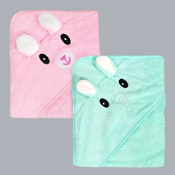 Pink_Green_Cotton_Hooded_Baby_Towel_Swaddle_For_Newborns_Pack_Of_2