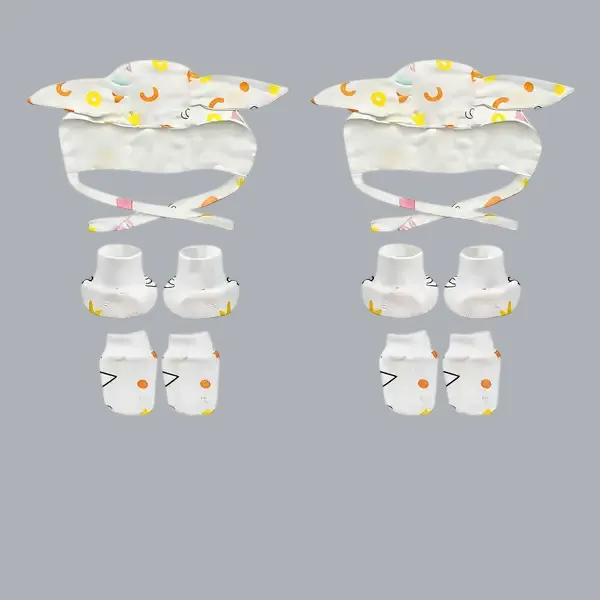 White_Muslin_Cotton_Cap_Mittens_Booties_Newborn_Accessories_Set_-_Pack_of_2