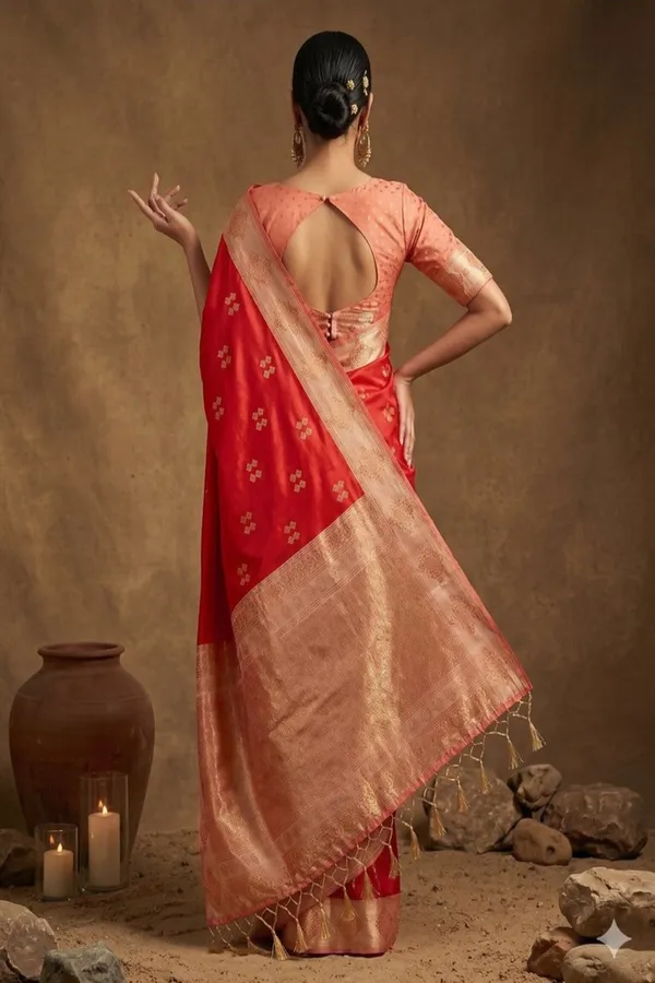 Red_Silk_Saree_With_Gold_Zari_Border_Rich_Pallu_Banarasi_Silk_Saree_Silk_Saree