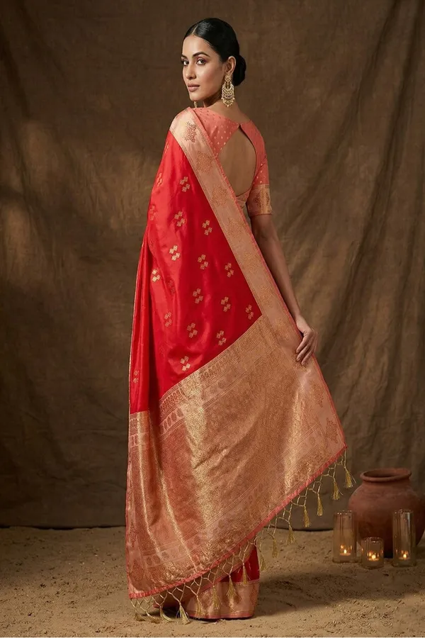 Red_Silk_Saree_With_Gold_Zari_Border_Rich_Pallu_Banarasi_Silk_Saree_Silk_Saree