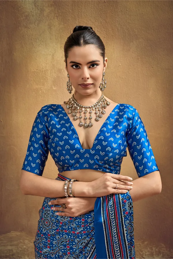 Royal_Blue_Printed_Silk_Saree_With_Ajrakh_Inspired_Traditional_Motifs_Ajrakh_Saree_Satin_Saree