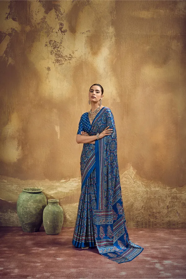 Royal_Blue_Printed_Silk_Saree_With_Ajrakh_Inspired_Traditional_Motifs_Ajrakh_Saree_Satin_Saree