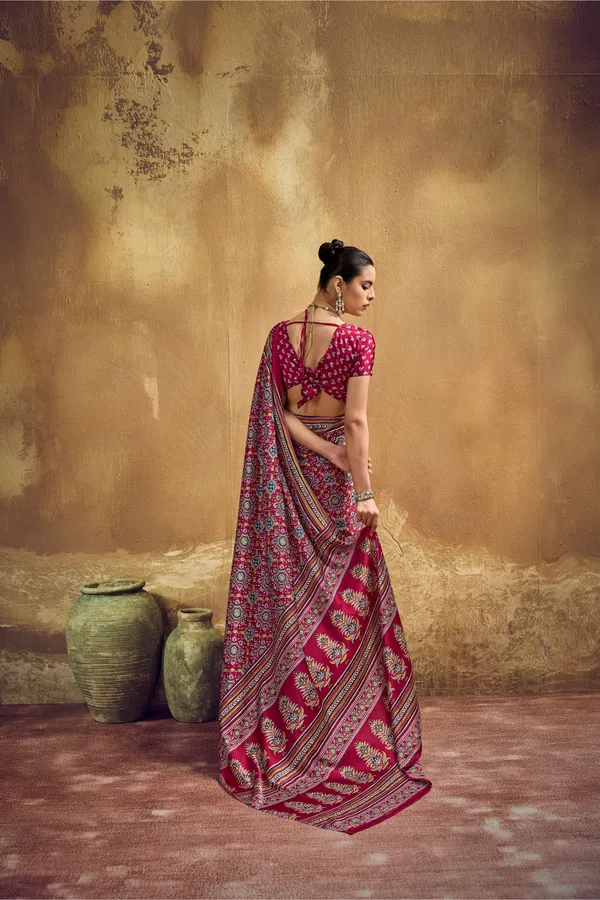 Deep_Red_Printed_Silk_Saree_With_Ajrakh_Inspired_Traditional_Motifs_Ajrakh_Saree_Satin_Saree