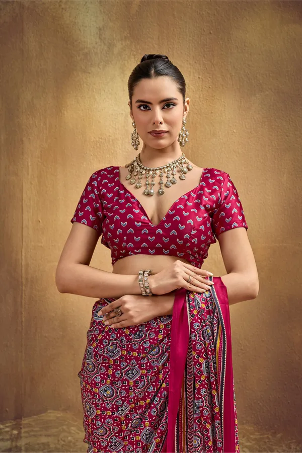 Deep_Red_Printed_Silk_Saree_With_Ajrakh_Inspired_Traditional_Motifs_Ajrakh_Saree_Satin_Saree