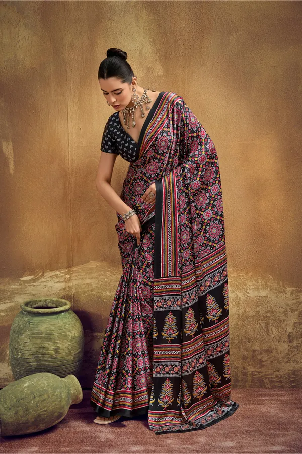 Black_Printed_Silk_Saree_With_Ajrakh_Motifs_Ajrakh_Saree_Satin_Saree