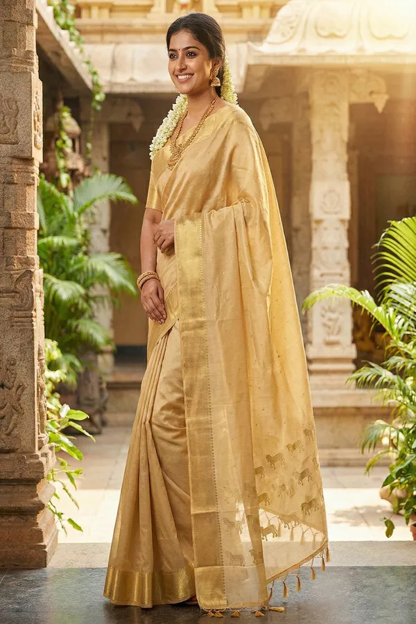 Elegant_Beige_Gold_Soft_Silk_Saree_With_Zari_Border_Default_Title