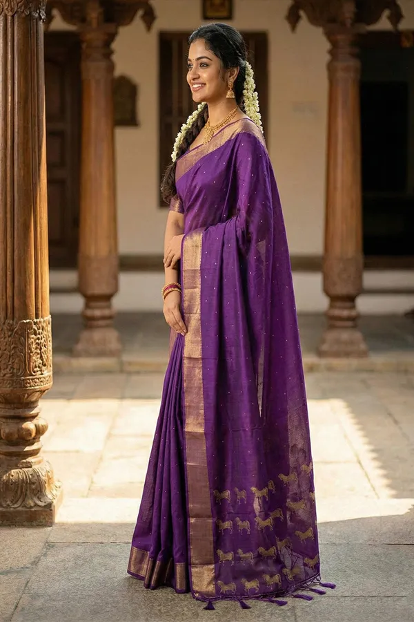 Royal_Purple_Soft_Silk_Saree_With_Golden_Zari_Border_Default_Title