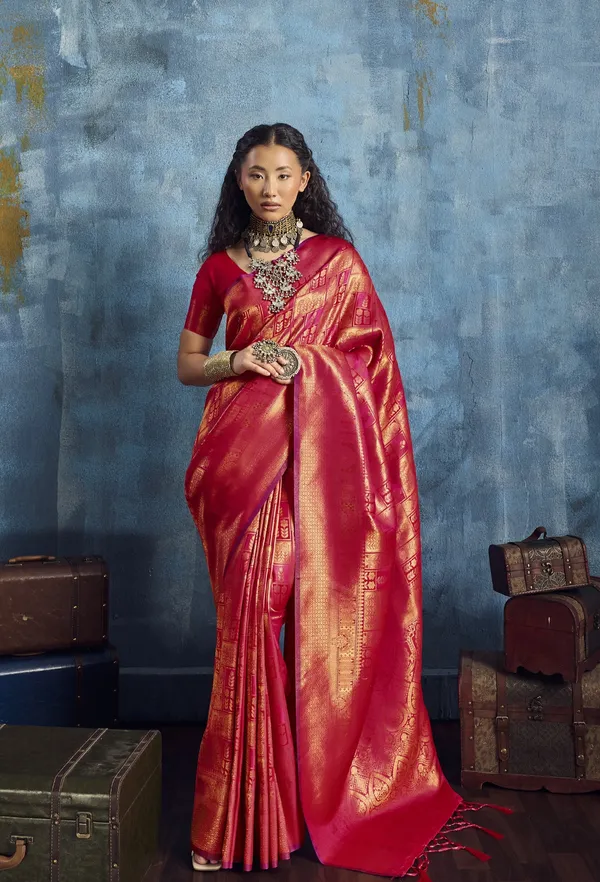Pink_Kanjivaram_Silk_Saree_For_Women_With_Rich_Zari_Weaving_Default_Title