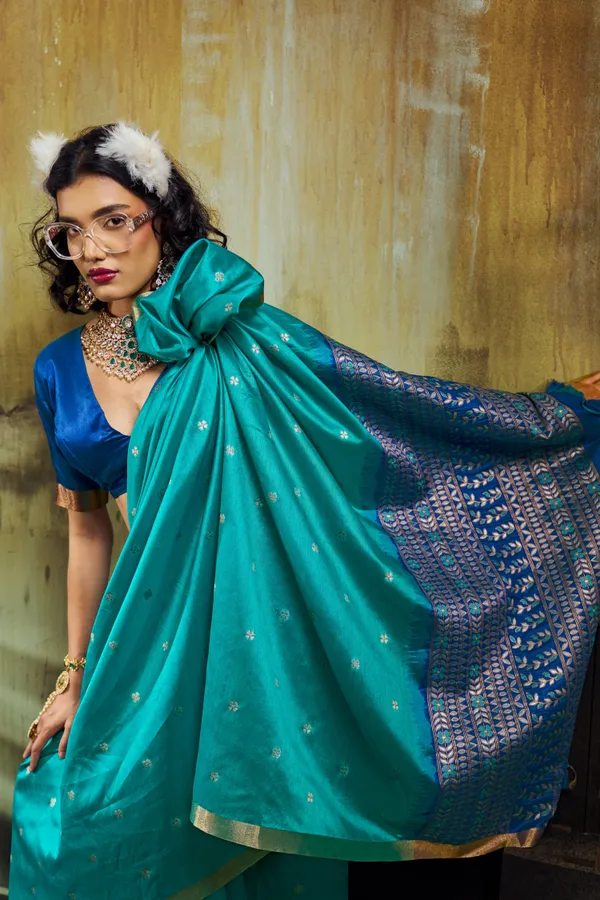 Rama_Blue_Soft_Silk_Saree_For_Women_With_Elegant_Zari_Border_Default_Title