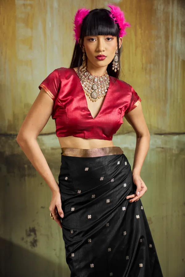 Jet_Black_Banarasi_Silk_Saree_With_Rich_Zari_Work_Default_Title