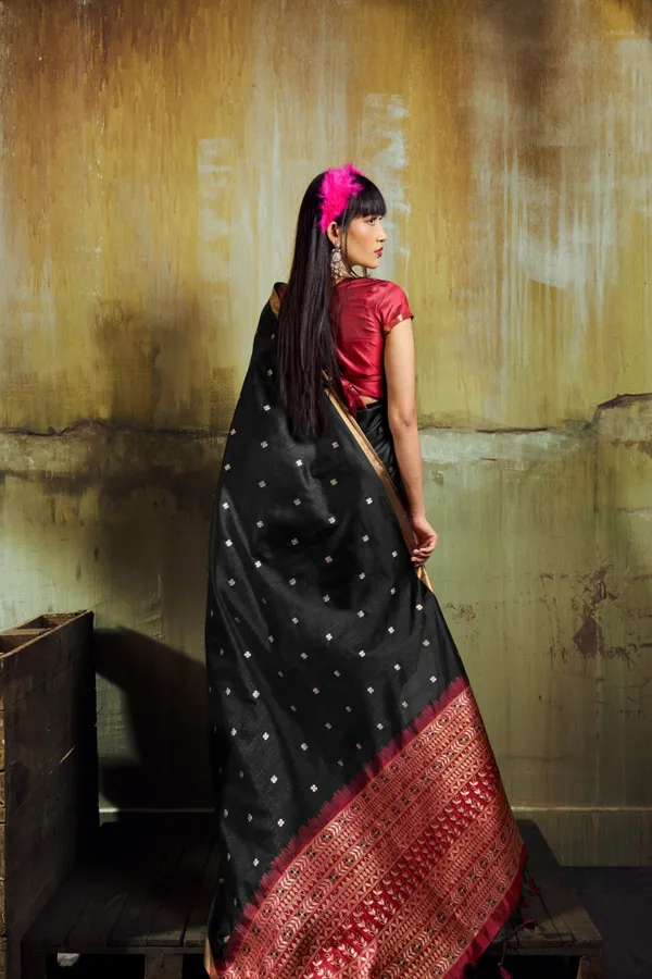 Jet_Black_Banarasi_Silk_Saree_With_Rich_Zari_Work_Default_Title