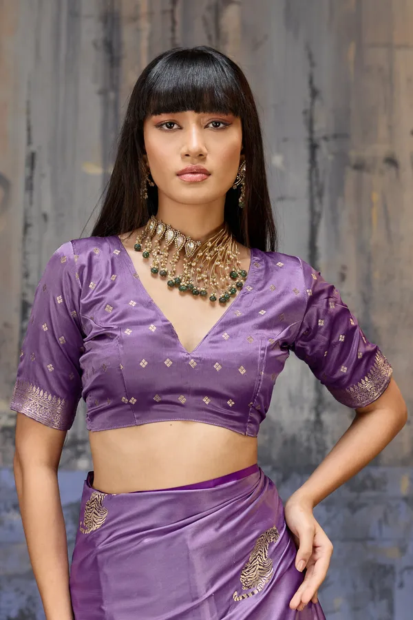 Royal_Violet_Katan_Silk_Saree_With_Antique_Zari_Border_And_Tiger_Buttas_Default_Title