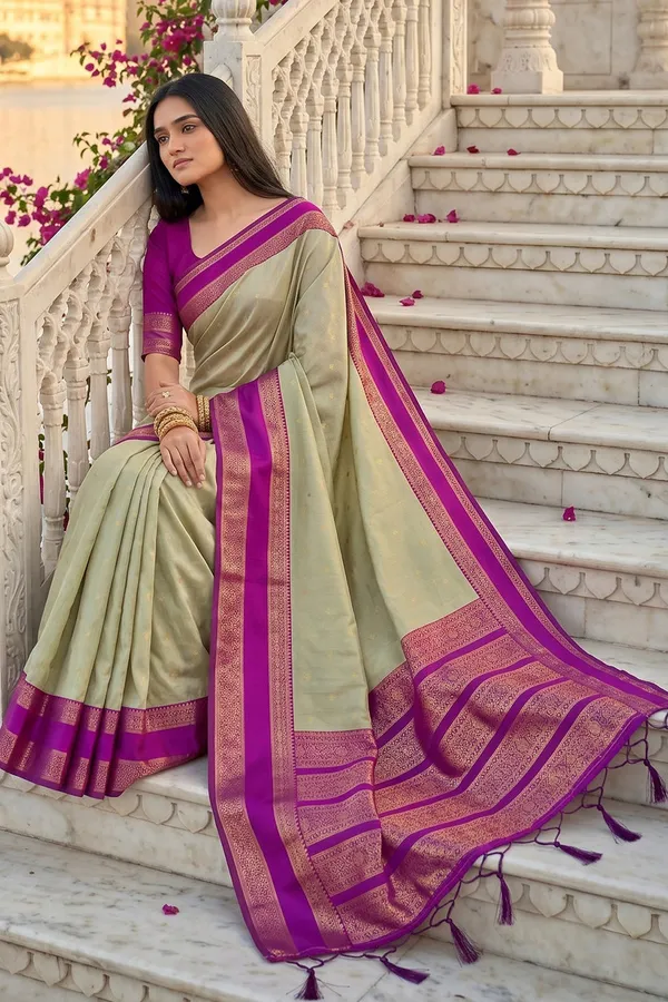 Elegant_Light_Sage_Green_Soft_Silk_Saree_With_Rani_Pink_Zari_Border_For_Women_Default_Title