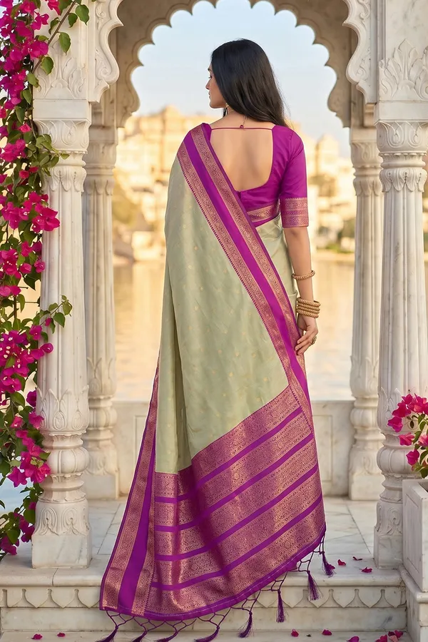 Elegant_Light_Sage_Green_Soft_Silk_Saree_With_Rani_Pink_Zari_Border_For_Women_Default_Title
