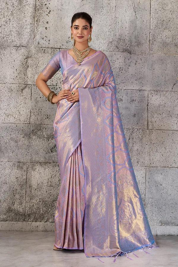 Lavender_Pastel_Pink_Banarasi_Kanjivaram_Silk_Saree_With_Rich_Zari_Work_Default_Title