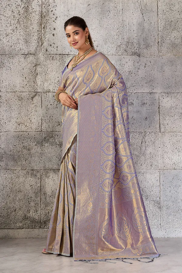 Metallic_Grey_Lavender_Banarasi_Kanjivaram_Silk_Saree_With_Rich_Zari_Work_Default_Title