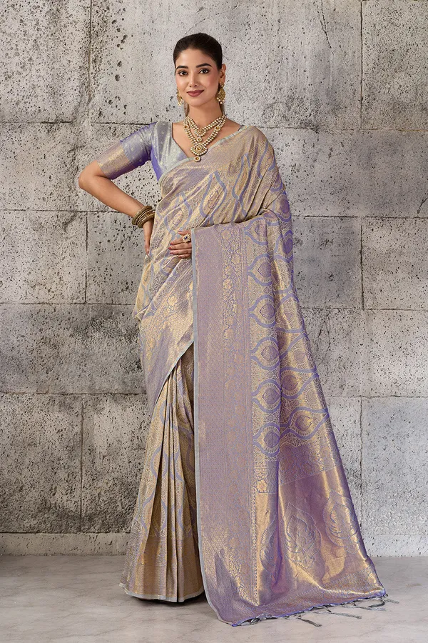Metallic_Grey_Lavender_Banarasi_Kanjivaram_Silk_Saree_With_Rich_Zari_Work_Default_Title