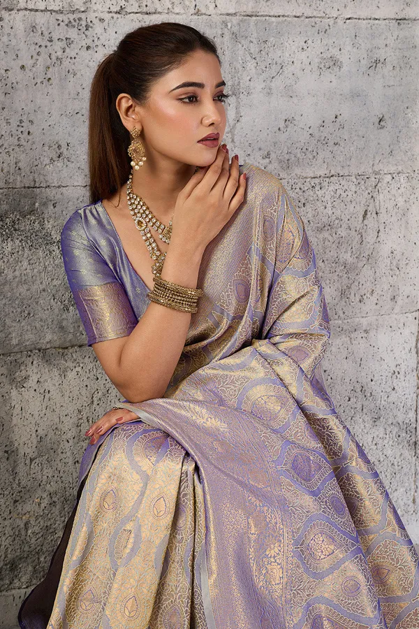 Metallic_Grey_Lavender_Banarasi_Kanjivaram_Silk_Saree_With_Rich_Zari_Work_Default_Title