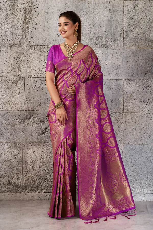 Magenta_Purple_Banarasi_Kanjivaram_Silk_Saree_With_Rich_Zari_Work_Default_Title