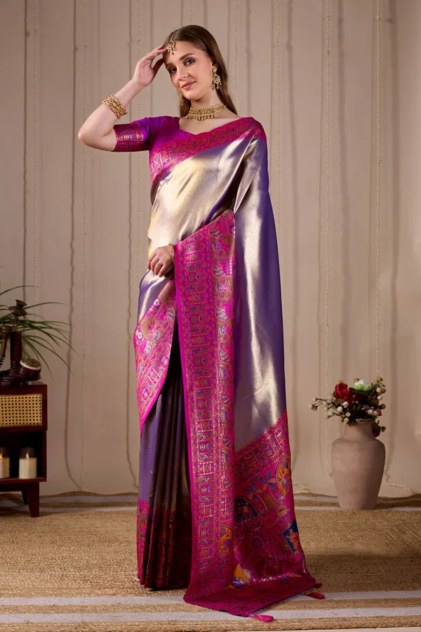 Metallic_Lavender_Purple_Banarasi_Kanjivaram_Silk_Saree_With_Rich_Pink_Zari_Work_Default_Title