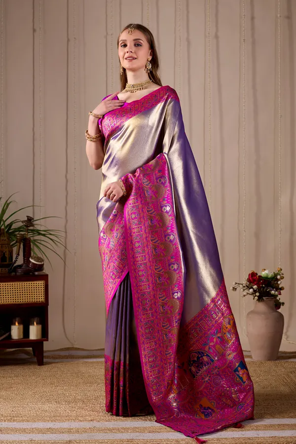 Metallic_Lavender_Purple_Banarasi_Kanjivaram_Silk_Saree_With_Rich_Pink_Zari_Work_Default_Title