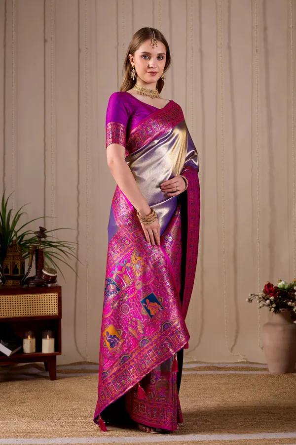 Metallic_Lavender_Purple_Banarasi_Kanjivaram_Silk_Saree_With_Rich_Pink_Zari_Work_Default_Title
