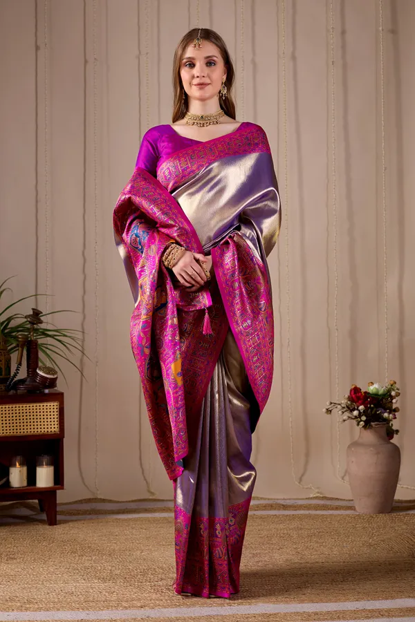 Metallic_Lavender_Purple_Banarasi_Kanjivaram_Silk_Saree_With_Rich_Pink_Zari_Work_Default_Title