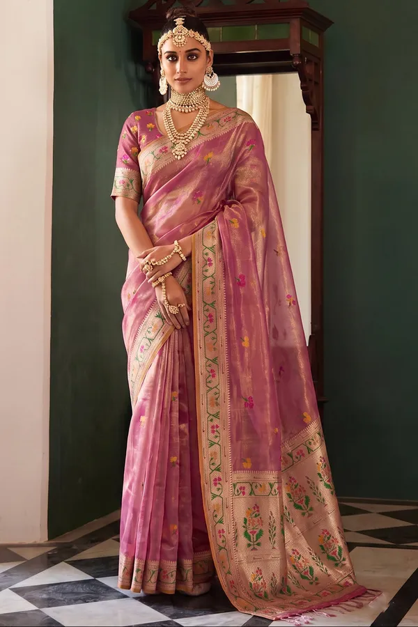 Mauve_Pink_Chanderi_Organza_Saree_With_Minakar_Zari_Border_Default_Title