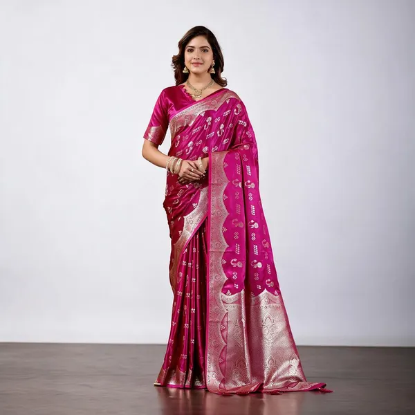 Magenta_&_Pink_Banarasi_Kanjivaram_Silk_Saree_For_Women
