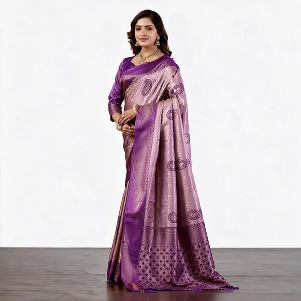 Mauve_&_Purple_Banarasi_Kanjivaram_Silk_Saree_For_Women