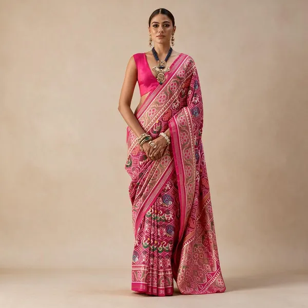 Rani_Pink_Banarasi_Silk_Saree_For_Women