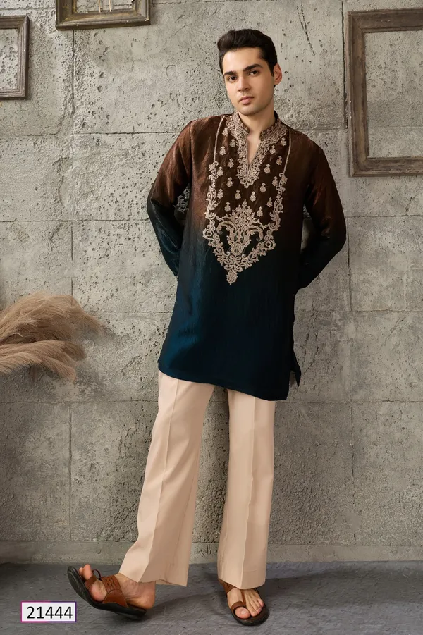 Brown_Ombre_Embroidered_Straight_Kurta_for_Men