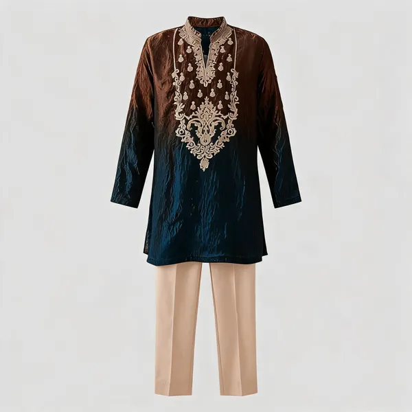Navy_Blue_Crush_Tissue_Straight_Embroidered_Kurta_Pajama_Set_For_Men