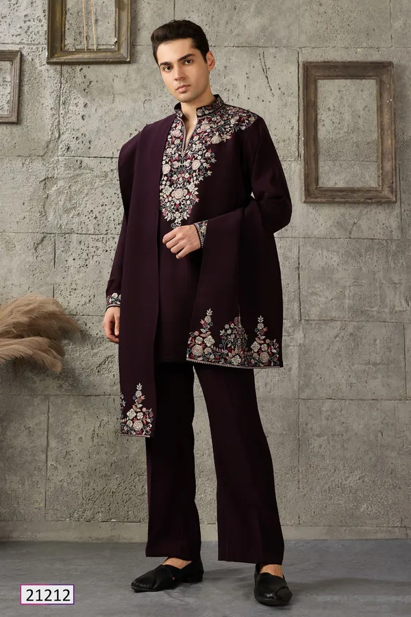 Burgundy_Embroidered_Kurta_Jacket_Set_for_Men
