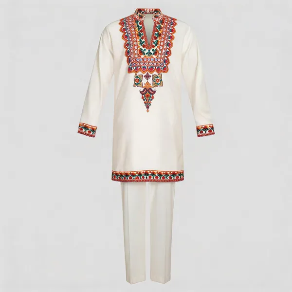 White_Rayon_Straight_Embroidered_Kurta_Pajama_Set_For_Men