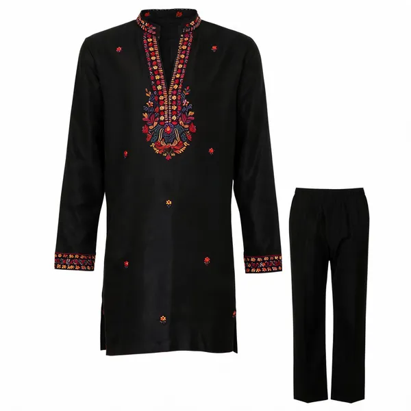 Black_Rayon_Straight_Embroidered_Kurta_Pajama_Set_For_Men