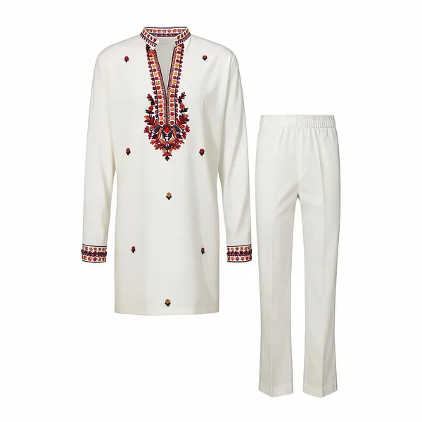 White_Rayon_Straight_Embroidered_Kurta_Pajama_Set_For_Men
