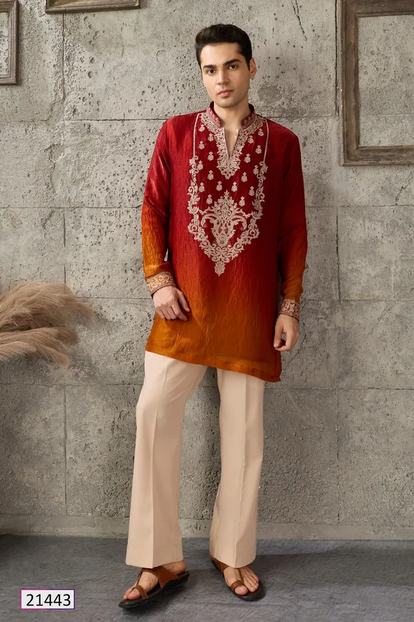 Red_Embroidered_Kurta_Set_For_Men