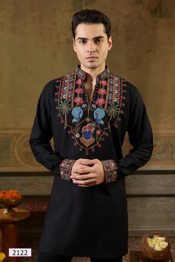 Black_Embroidered_Kurta_Set_for_Men