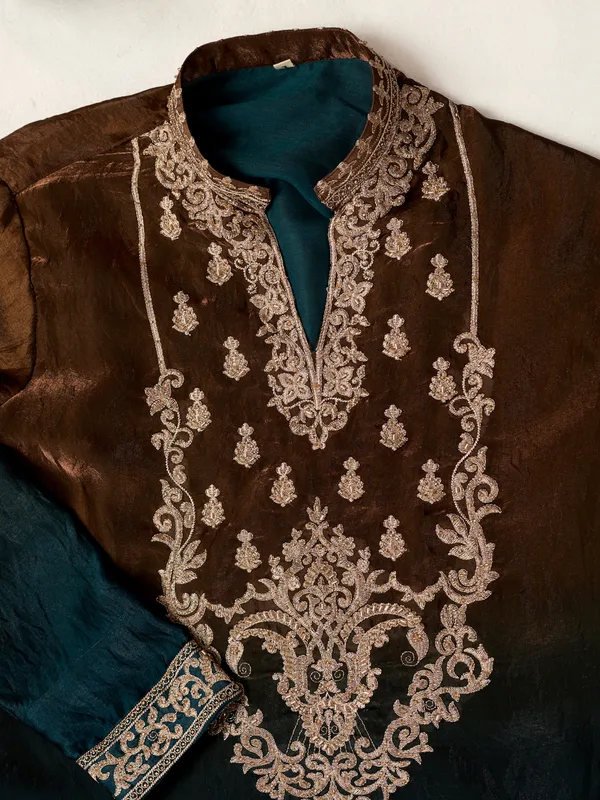 Navy_Blue_Crush_Tissue_Straight_Embroidered_Kurta_For_Men