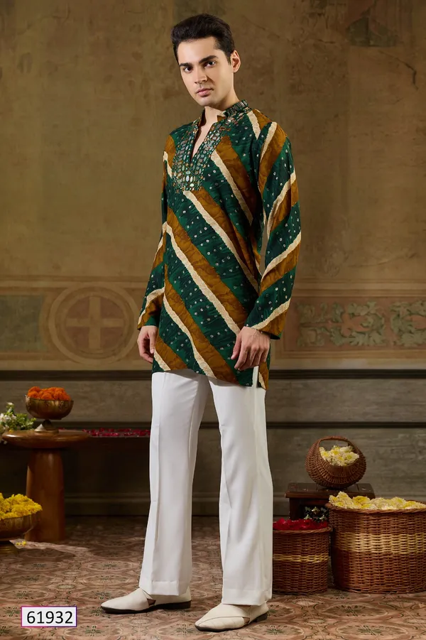 Green_Printed_Straight_Kurta_For_Men
