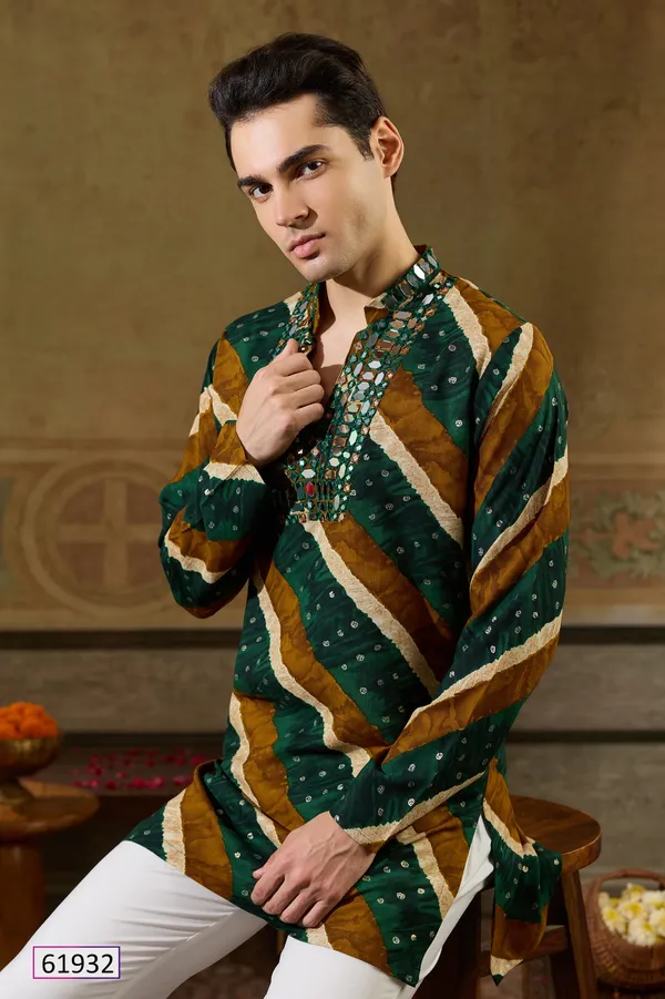 Green_Printed_Straight_Kurta_For_Men