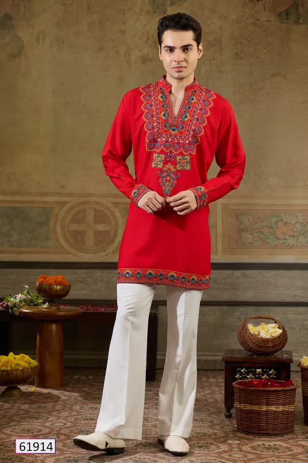 Red_Embroidered_Straight_Kurta_Pajama_Set_for_Men