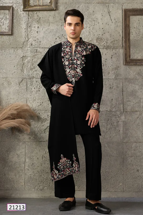 Burgundy_Embroidered_Kurta_Jacket_Set_for_Men