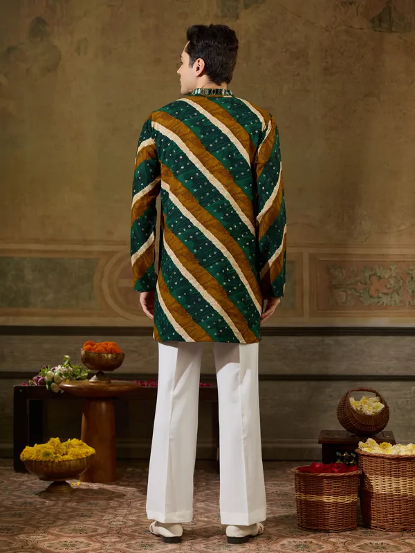 Green_Rayon_Straight_Printed_Kurta_For_Men