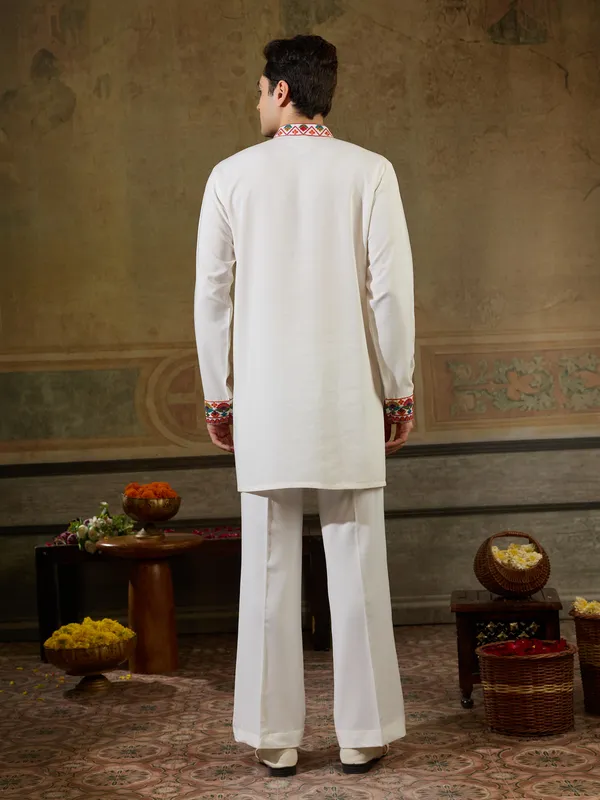 White_Rayon_Straight_Embroidered_Kurta_For_Men