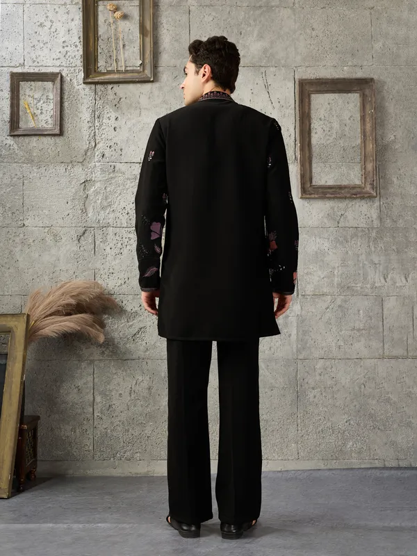 Black_Japanese_Cotton_Straight_Printed_Kurta_For_Men